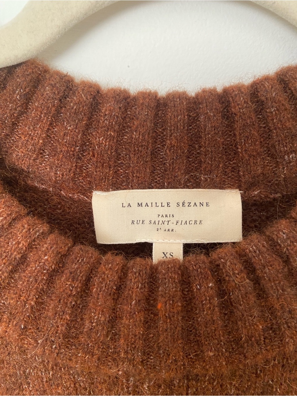 Sezane Sama Jumper Chestnut Brown Baby Alpaca Crew Sweater size XS - Picture 5 of 11